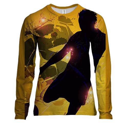 Жіночий 3D лонгслів з темним футболістом (вид спереду)