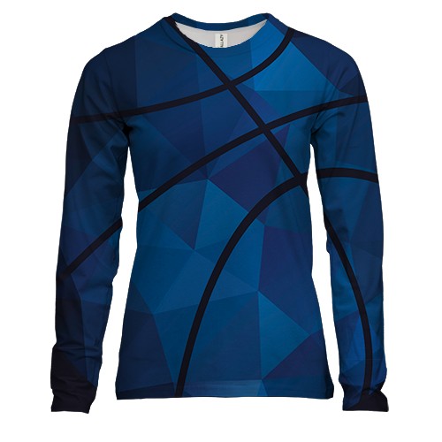 Женский 3D лонгслив Basketball Low Poly (вид спереди)