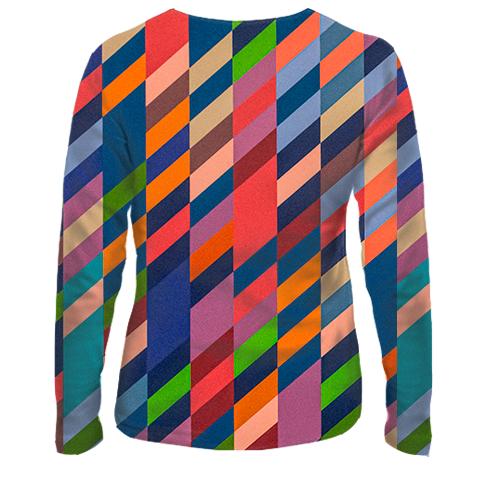 Жіночий 3D лонгслів Multicolored pattern (вид ззаду)