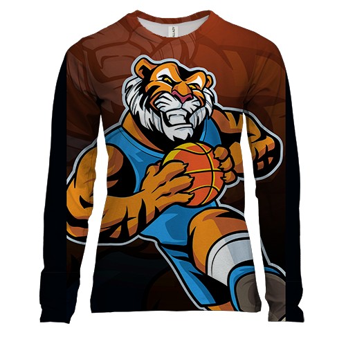 Жіночий 3D лонгслів Tiger Basketball player (вид спереду)
