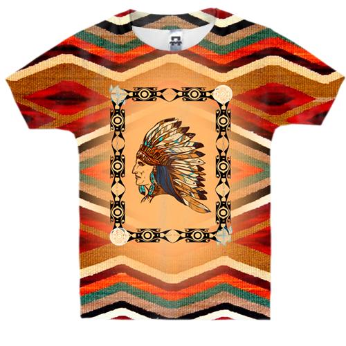 Детская 3D футболка с арт индейцем (вид спереди)