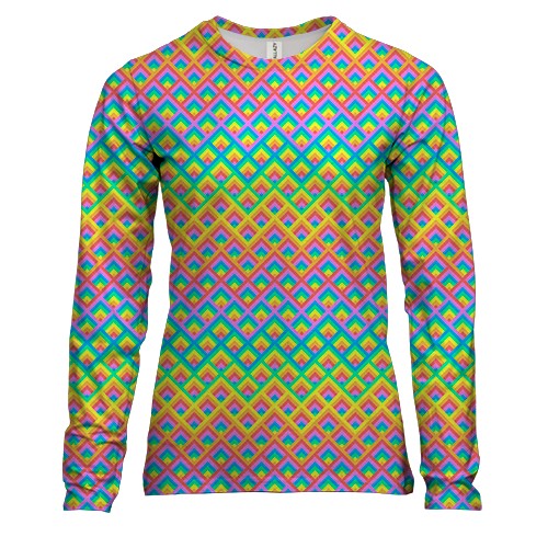 Женский 3D лонгслив Rainbow pattern (вид спереди)
