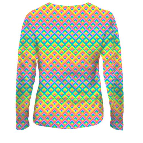 Женский 3D лонгслив Rainbow pattern (вид сзади)