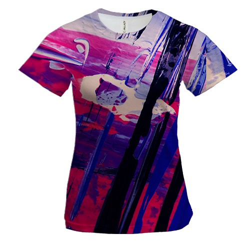 Женская 3D футболка Абстракция разводы краски 7 (вид спереди)