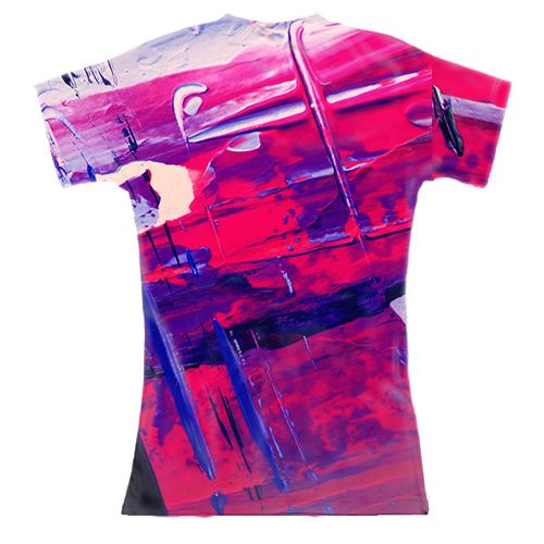 Женская 3D футболка Абстракция разводы краски 7 (вид сзади)