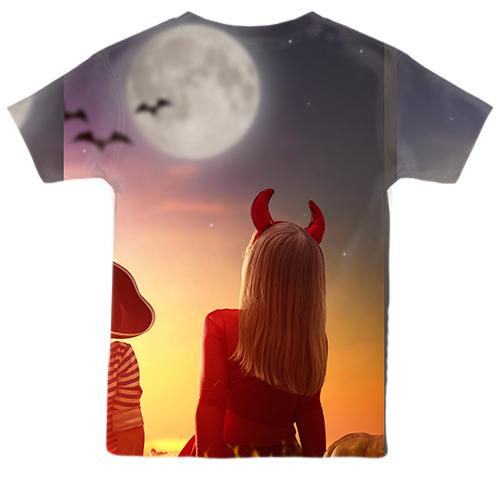 Дитяча 3D футболка Halloween pumpkin sunset (вид ззаду)