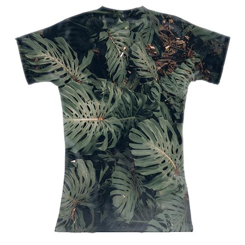 Жіноча 3D футболка Green leaves pattern 3 (вид ззаду)