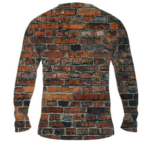 Мужской 3D лонгслив Кирпичная стена (вид сзади)