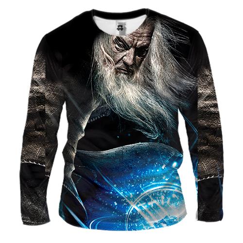 Мужской 3D лонгслив Гендельф серый (вид спереди)