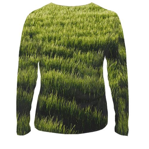 Жіночий 3D лонгслів Green grass pattern (вид ззаду)