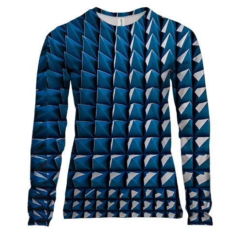 Женский 3D лонгслив Шипы паттерн (вид спереди)