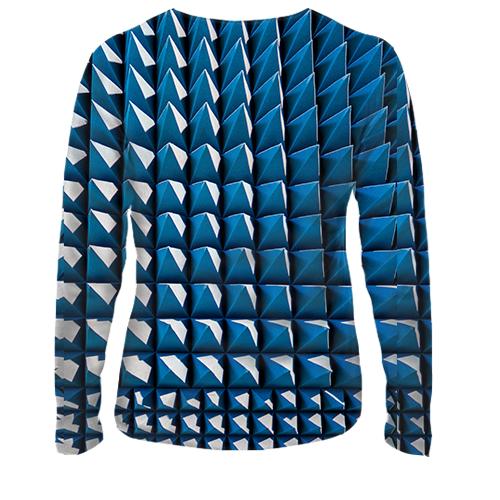 Женский 3D лонгслив Шипы паттерн (вид сзади)