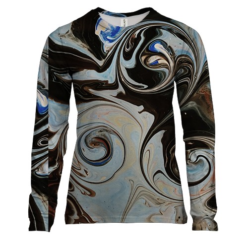 Женский 3D лонгслив Абстракция разводы краски. 7 (вид спереди)