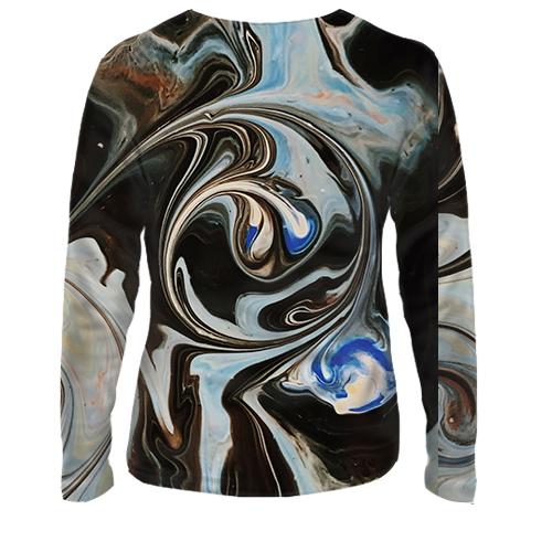 Женский 3D лонгслив Абстракция разводы краски. 7 (вид сзади)