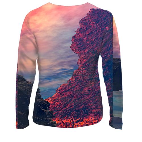 Женский 3D лонгслив Strange rock (вид сзади)