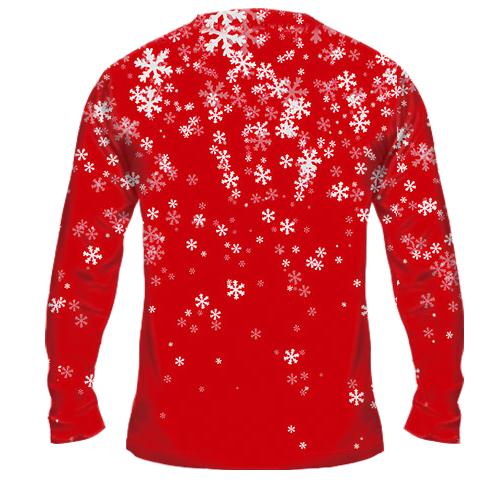 Чоловічий 3D лонгслів "Новорічний олень" (вид ззаду)