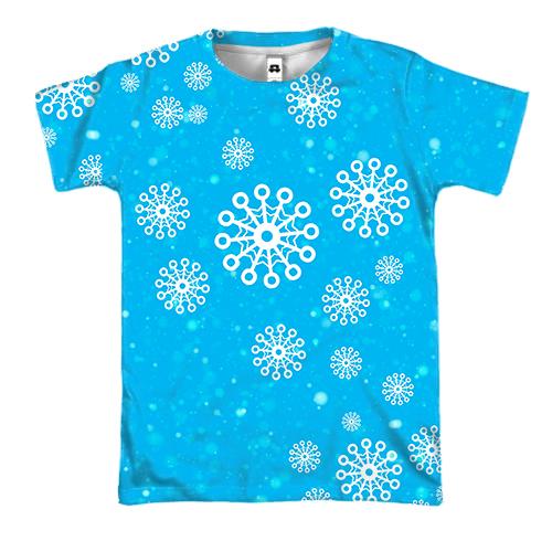 3D футболка Snowflakes pattern (вид спереду)