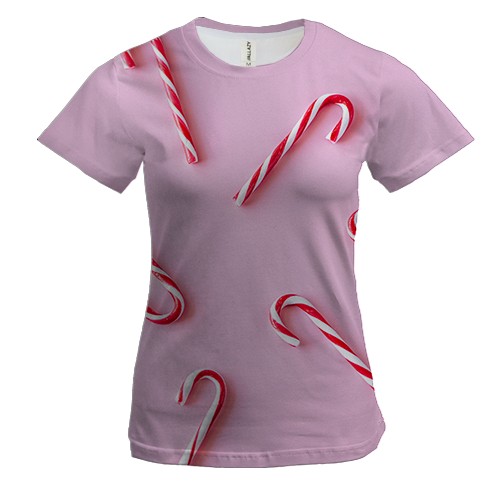 Женская 3D футболка Christmas candy 2 (вид спереди)