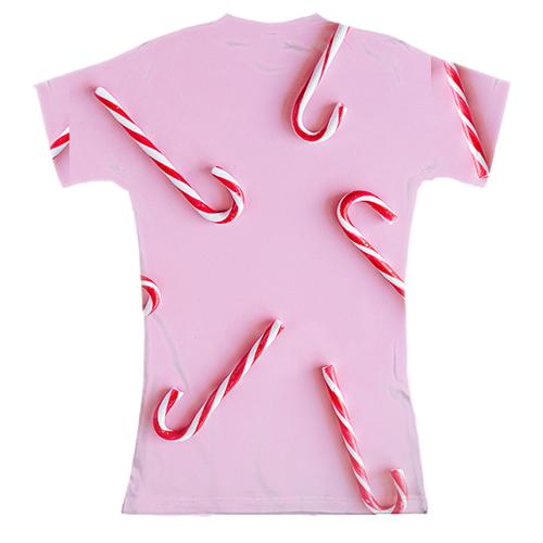 Женская 3D футболка Christmas candy 2 (вид сзади)