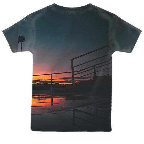Детская 3D футболка Skate and sunset (вид сзади)