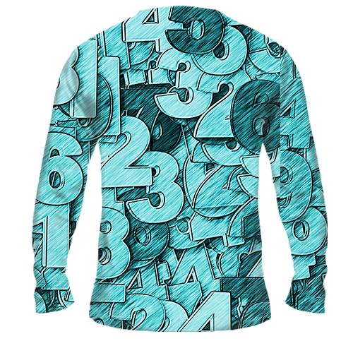 Мужской 3D лонгслив Turquoise numbers (вид сзади)