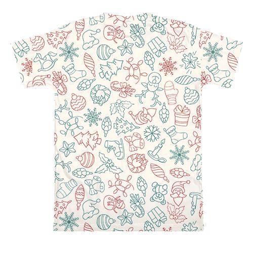 3D футболка Новорічний патерн 4 (вид ззаду)