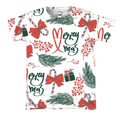 3D футболка Новорічний патерн 7 (вид спереду)