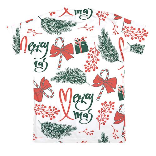3D футболка Новорічний патерн 7 (вид ззаду)
