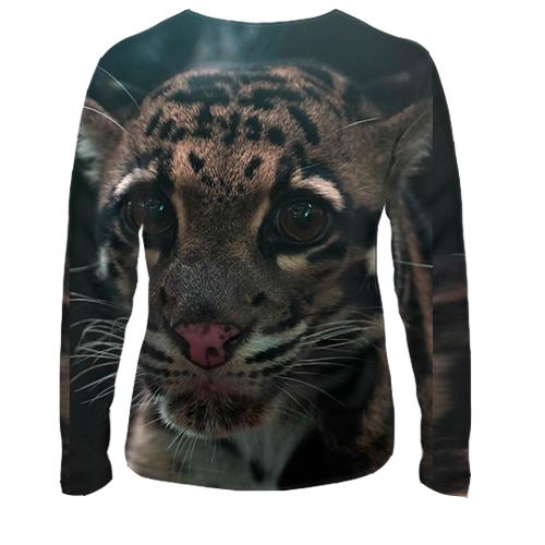 Жіночий 3D лонгслів Дикий кіт (вид ззаду)