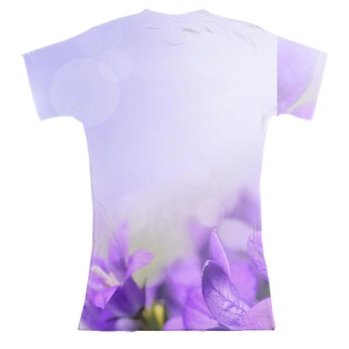 Женская 3D футболка с лиловыми цветами (вид сзади)