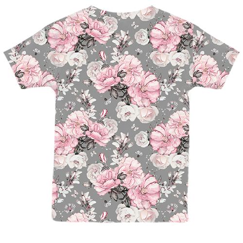 Детская 3D футболка «Розовые розы» (вид сзади)