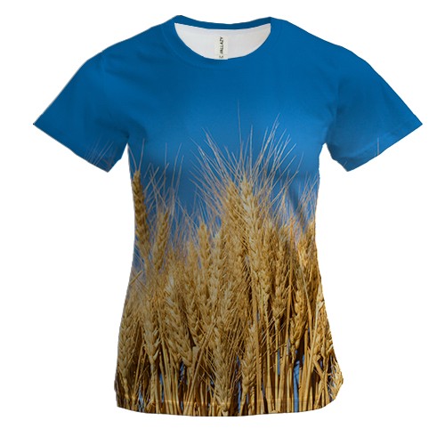 Жіноча 3D футболка з колосками пшениці (вид спереду)