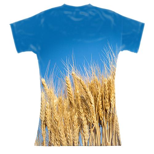 Жіноча 3D футболка з колосками пшениці (вид ззаду)