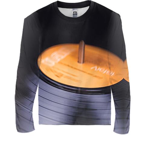 Детский 3D лонгслив с виниловой пластинкой (вид спереди)