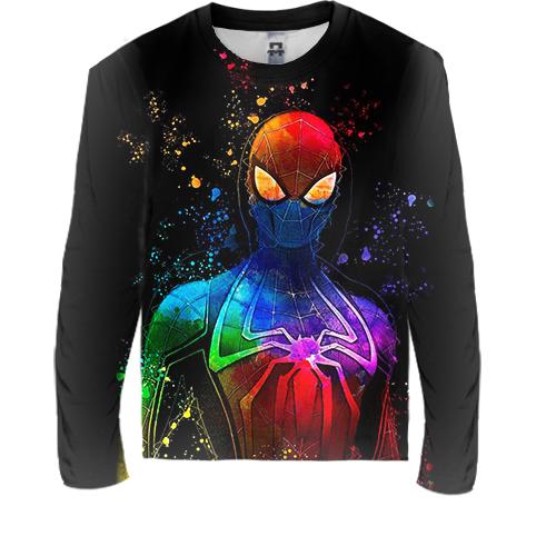 Детский 3D лонгслив Человек -паук (арт) (вид спереди)