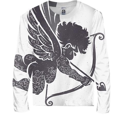 Детский 3D лонгслив с синим купидоном (вид спереди)