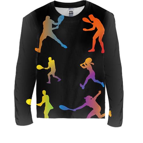 Детский 3D лонгслив Большой теннис (вид спереди)