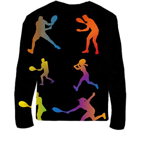 Детский 3D лонгслив Большой теннис (вид сзади)