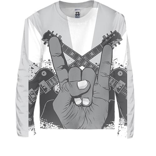 Детский 3D лонгслив Rock Hand (вид спереди)