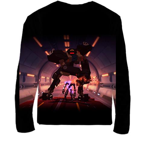 Детский 3D лонгслив Большой и маленький робот (вид сзади)