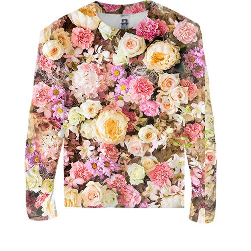 Детский 3D лонгслив Small flowers pattern (вид спереди)