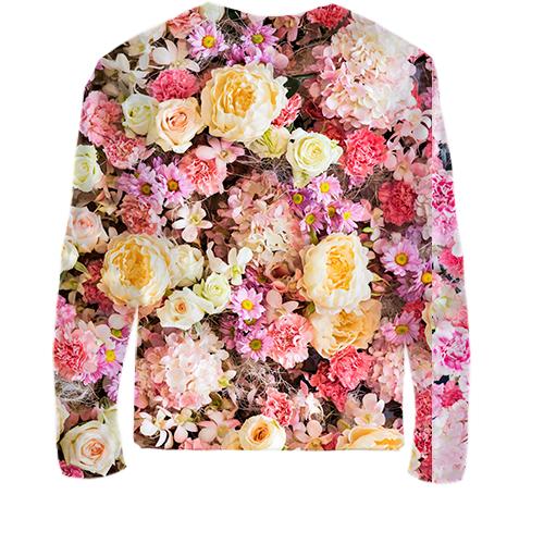 Детский 3D лонгслив Small flowers pattern (вид сзади)