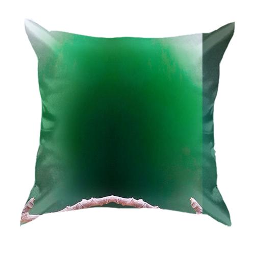 3D подушка с влюбленными птицами на ветке (вид сзади)