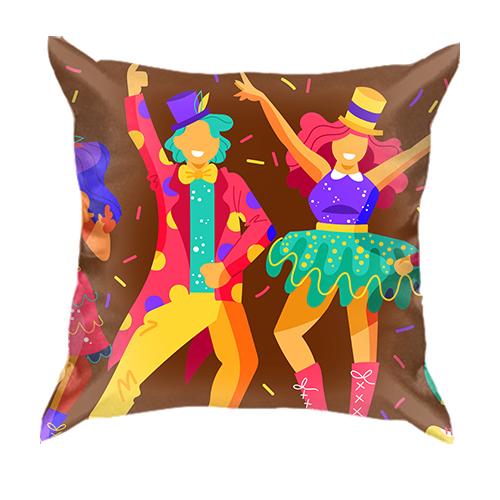 3D подушка с танцующими людьми (вид спереди)