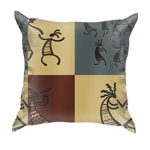 3D подушка з наскельними людьми (вид спереду)