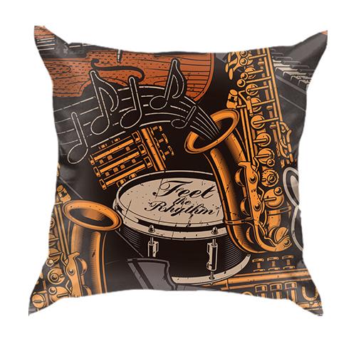 3D подушка Music Instruments with Notes (вид спереду)