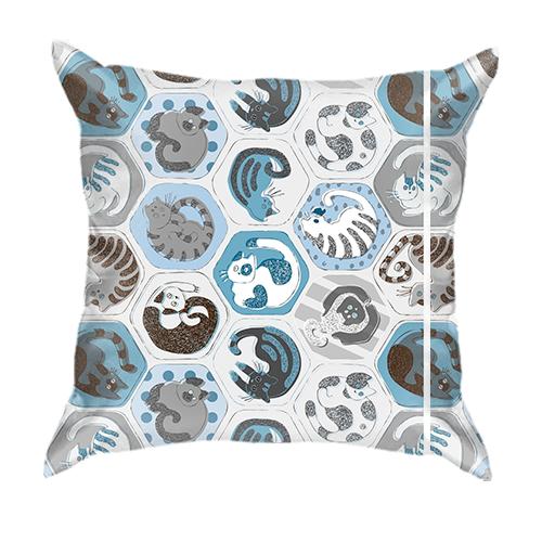 3D подушка Коты в сотах Арт (вид сзади)