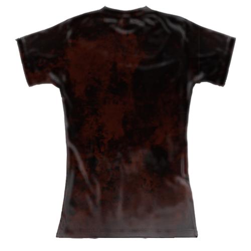 Женская 3D футболка Роза в огне (вид сзади)