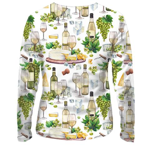 Женский 3D лонгслив Белое вино (арт) (вид сзади)