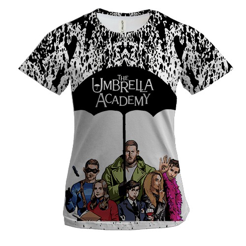 Женская 3D футболка Академия Амбрелла (вид спереди)